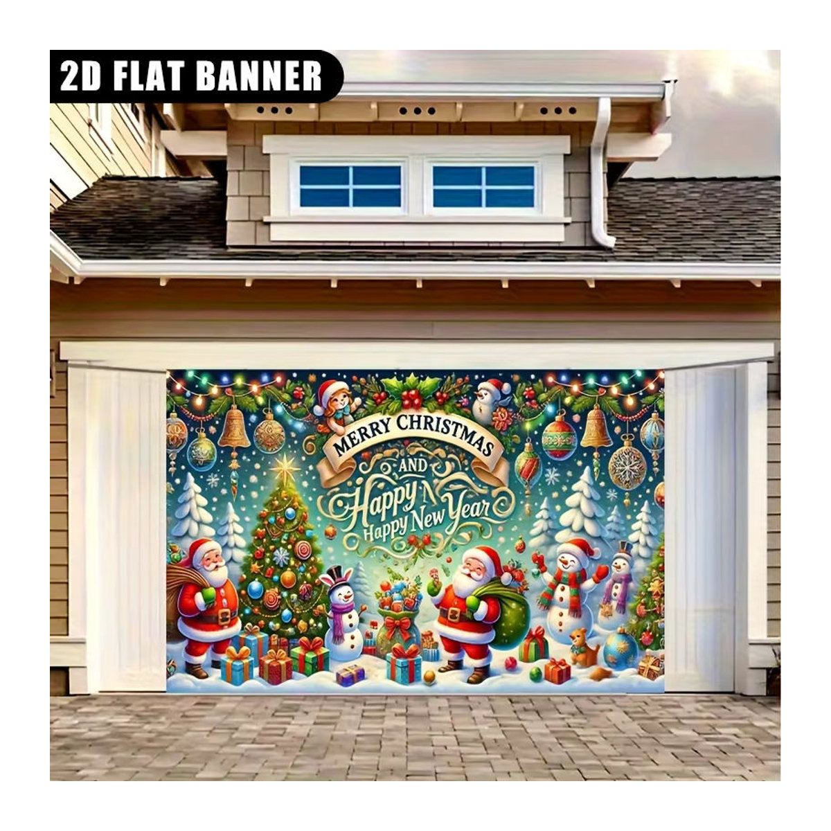 VIKAMA Weihnachts-Tapisserie mit Schneemann und Weihnachtsmann, mehrfarbig, Textil, B/H: 60 x 40 cm - Bild 2