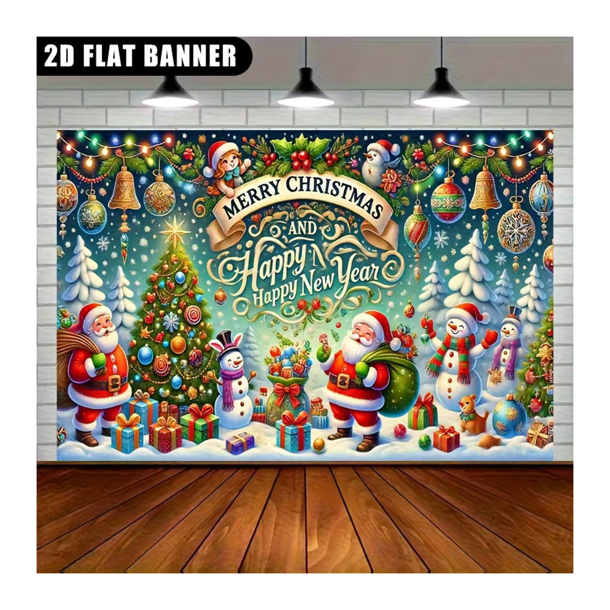 VIKAMA Weihnachts-Tapisserie mit Schneemann und Weihnachtsmann, mehrfarbig, Textil, B/H: 60 x 40 cm - Bild 4