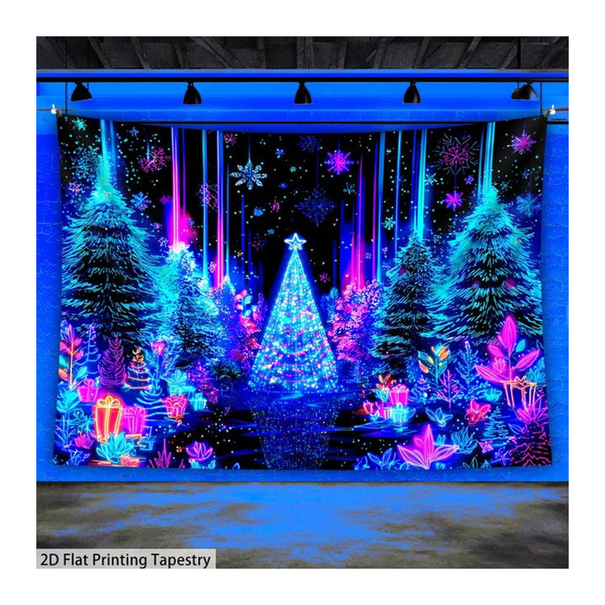 VIKAMA Weihnachts-Wandteppich mit Weihnachtswald-Landschaft, mehrfarbig, Textil, B: 60 cm, H: 40 cm - Bild 1