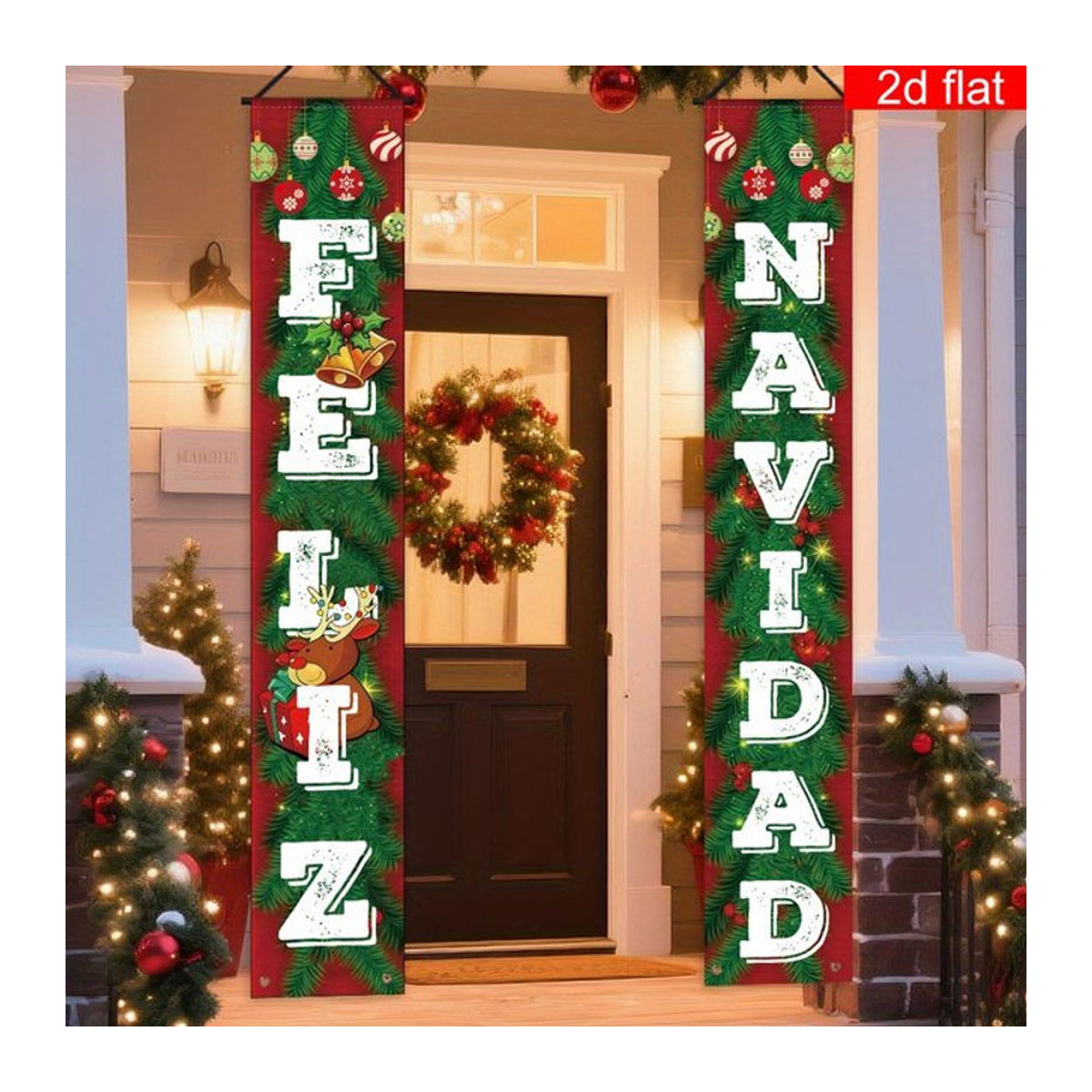 VIKAMA Weihnachtsbanner in Rot mit Buchstaben zur hängenden Dekoration für Wände und Veranden, B/H: 180 x 30 cm - Bild 1