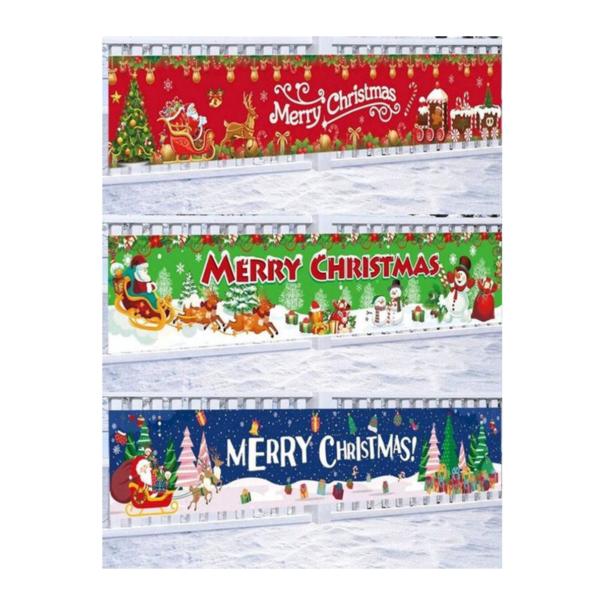 VIKAMA Weihnachtsbanner mehrfarbig als hängende Winterdekoration für draußen, B/H: 180 x 35 cm - Bild 1