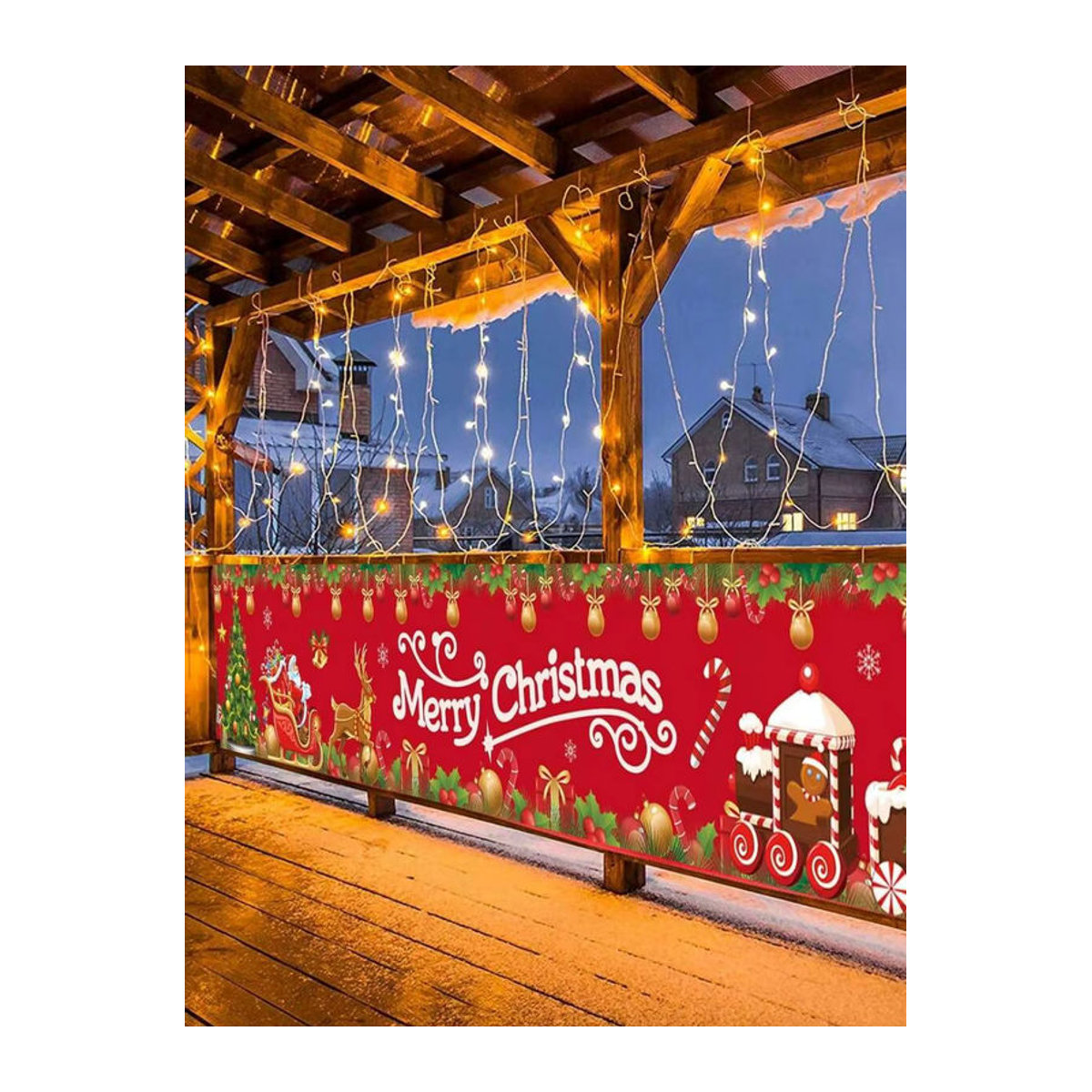 VIKAMA Weihnachtsbanner mehrfarbig als hängende Winterdekoration für draußen, B/H: 180 x 35 cm - Bild 2