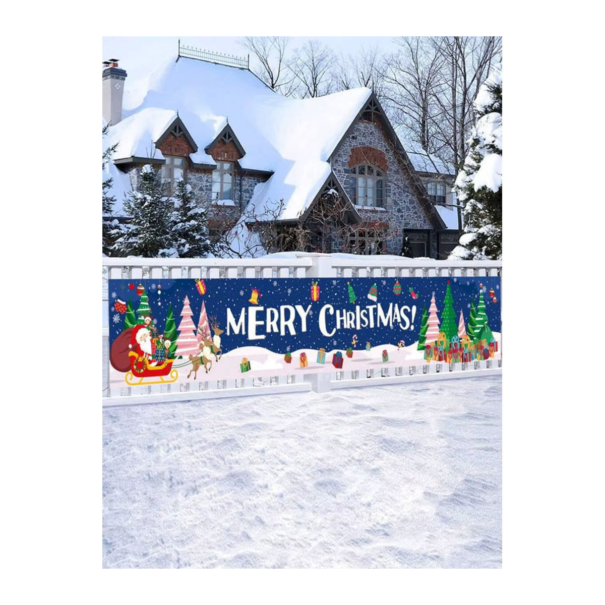 VIKAMA Weihnachtsbanner mehrfarbig als hängende Winterdekoration für draußen, B/H: 180 x 35 cm - Bild 3