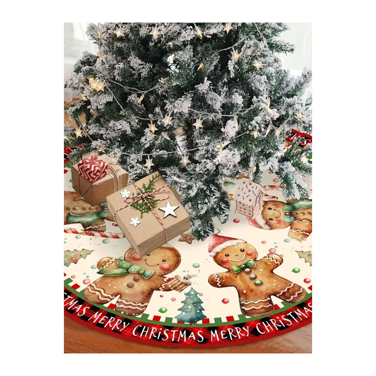 VIKAMA Weihnachtsbaum Rock Lebkuchenmann als runde Bodendekoration für Indoor und Outdoor in Mehrfarbig - Bild 6
