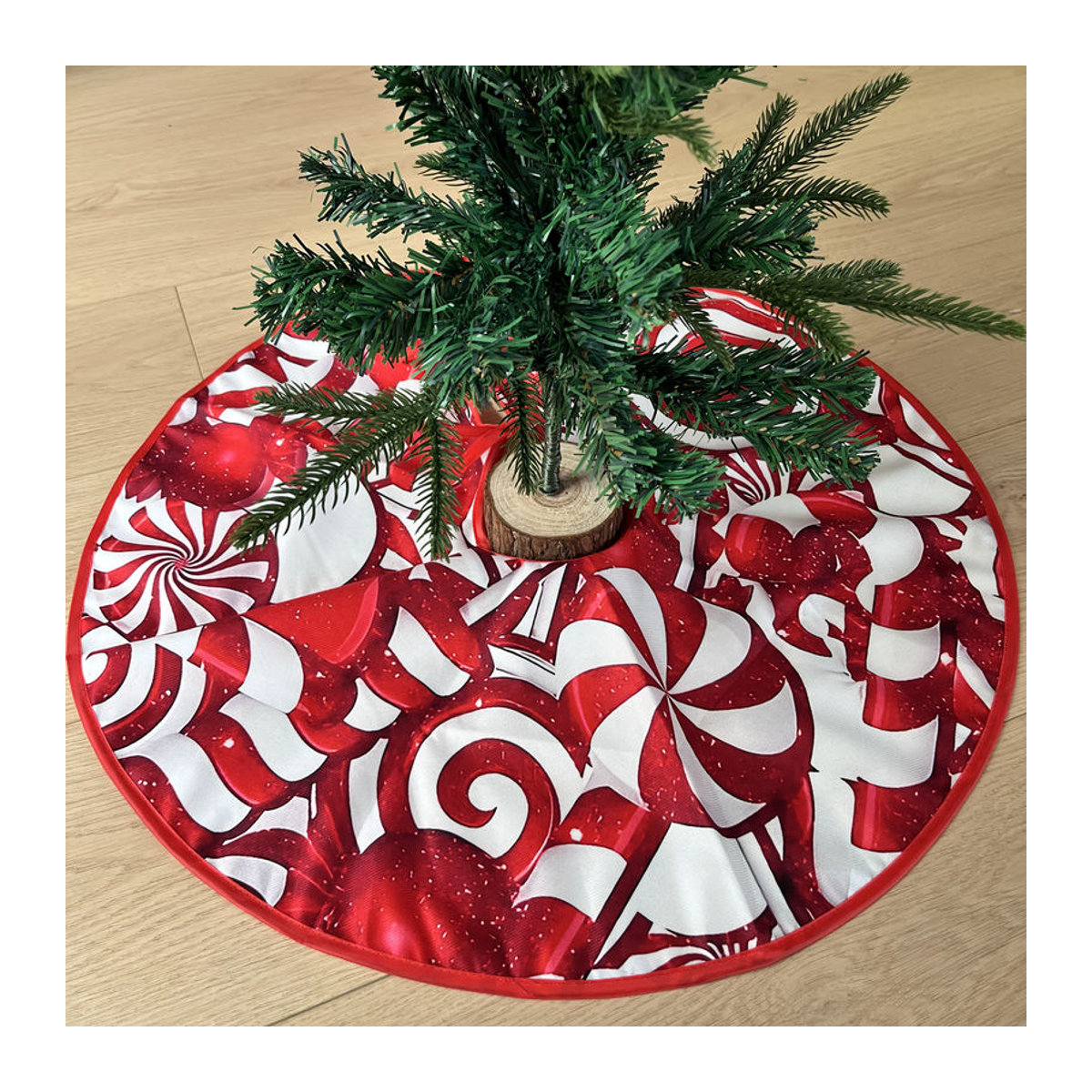 VIKAMA Weihnachtsbaum Rock mit Candy Cane Muster in Rot und Weiß - Bild 3