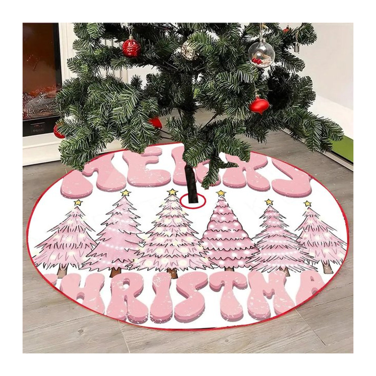 VIKAMA Weihnachtsbaum Rock Pink Art Doodle mit Alphabet und Stern als Weihnachtsdekoration - Bild 1