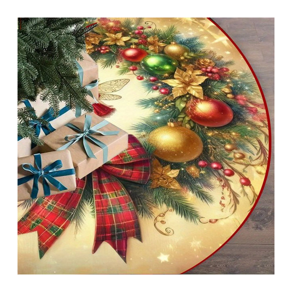 VIKAMA Weihnachtsbaumrock im Vintage Tartan Design, mehrfarbig und rund - Bild 1