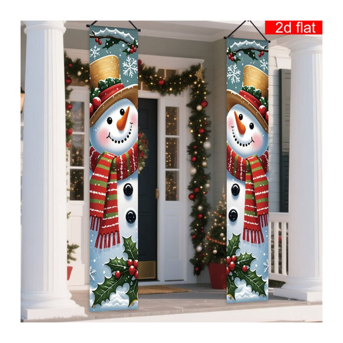 VIKAMA Weihnachtsdekoration Schneemann Banner Couplet, mehrfarbig, hängend, B/H: 30 x 180 cm - Bild 1