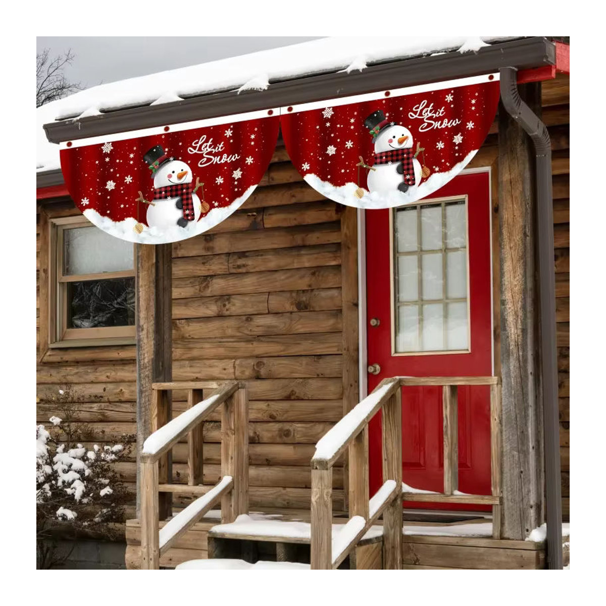 VIKAMA Weihnachtsflagge Frohe Weihnachten Banner in Rot Kariert für Garten und Zuhause - Bild 2