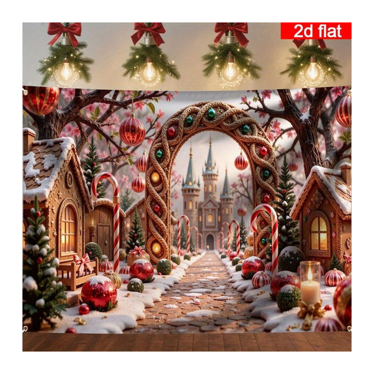VIKAMA Weihnachtskranz als Wanddekoration in Mehrfarbig, B/H/T: 60 x 40 x 40 cm - Bild 1