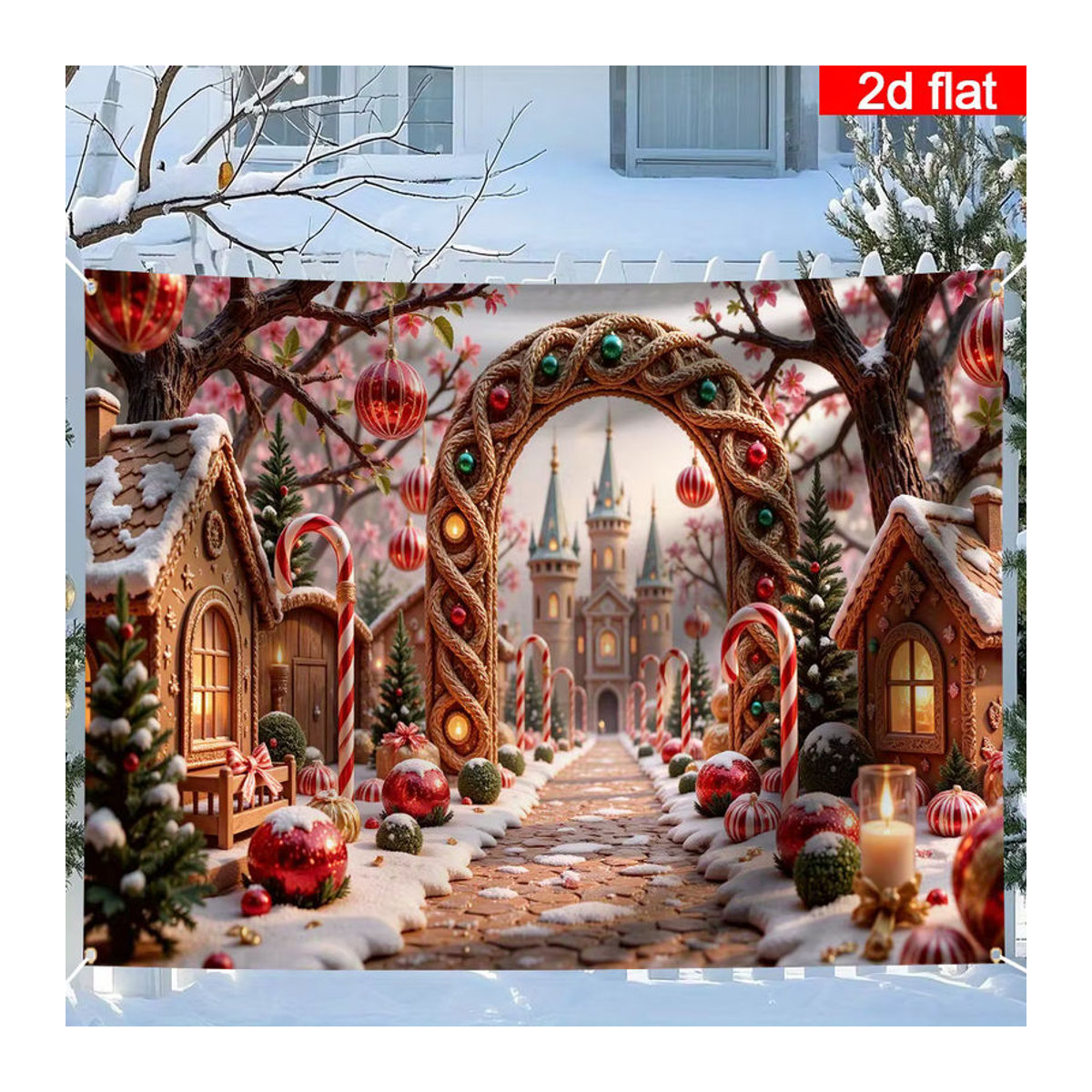 VIKAMA Weihnachtskranz als Wanddekoration in Mehrfarbig, B/H/T: 60 x 40 x 40 cm - Bild 2