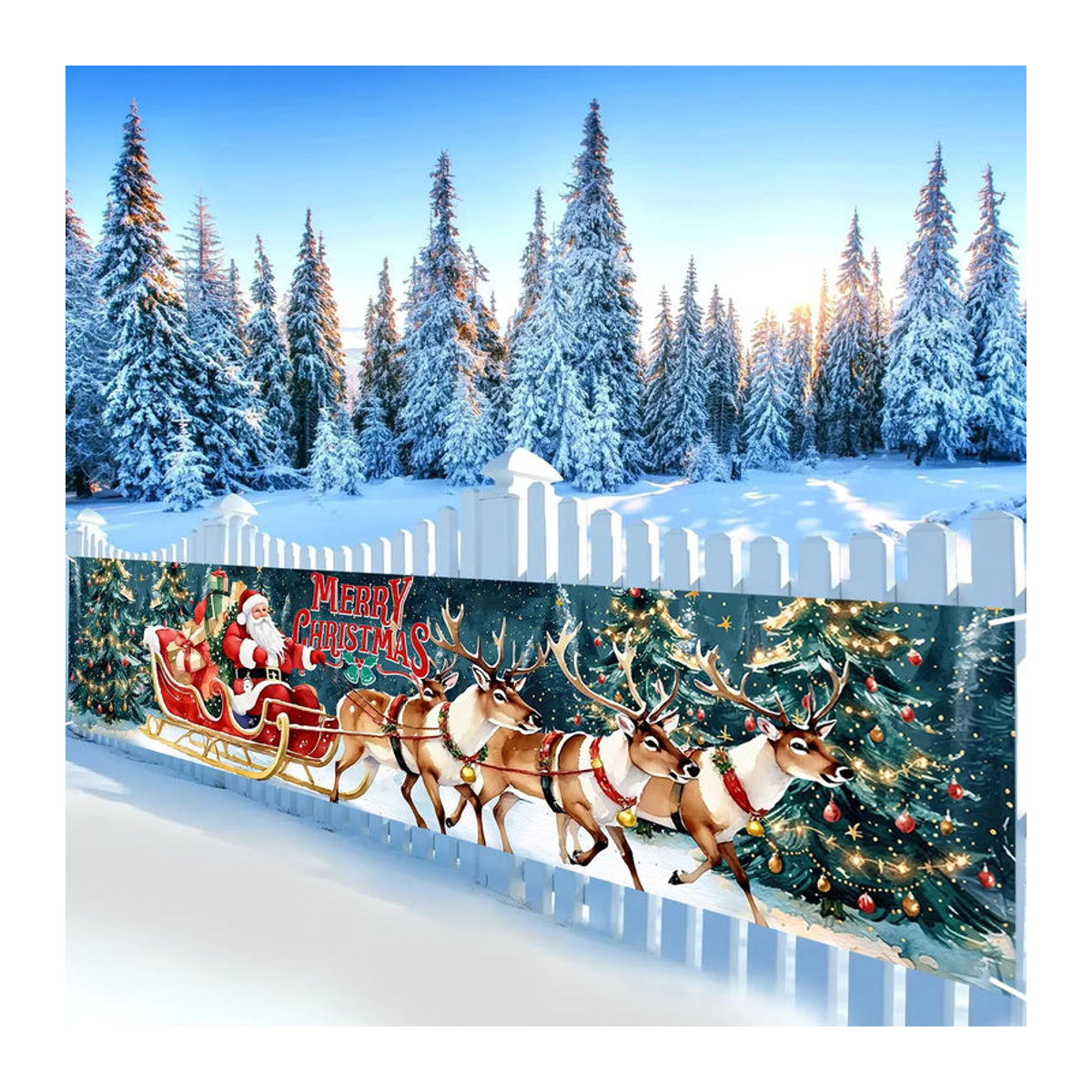 VIKAMA Weihnachtsschlitten-Hängebanner mehrfarbig aus Textil für die Weihnachtsdekoration - Bild 2