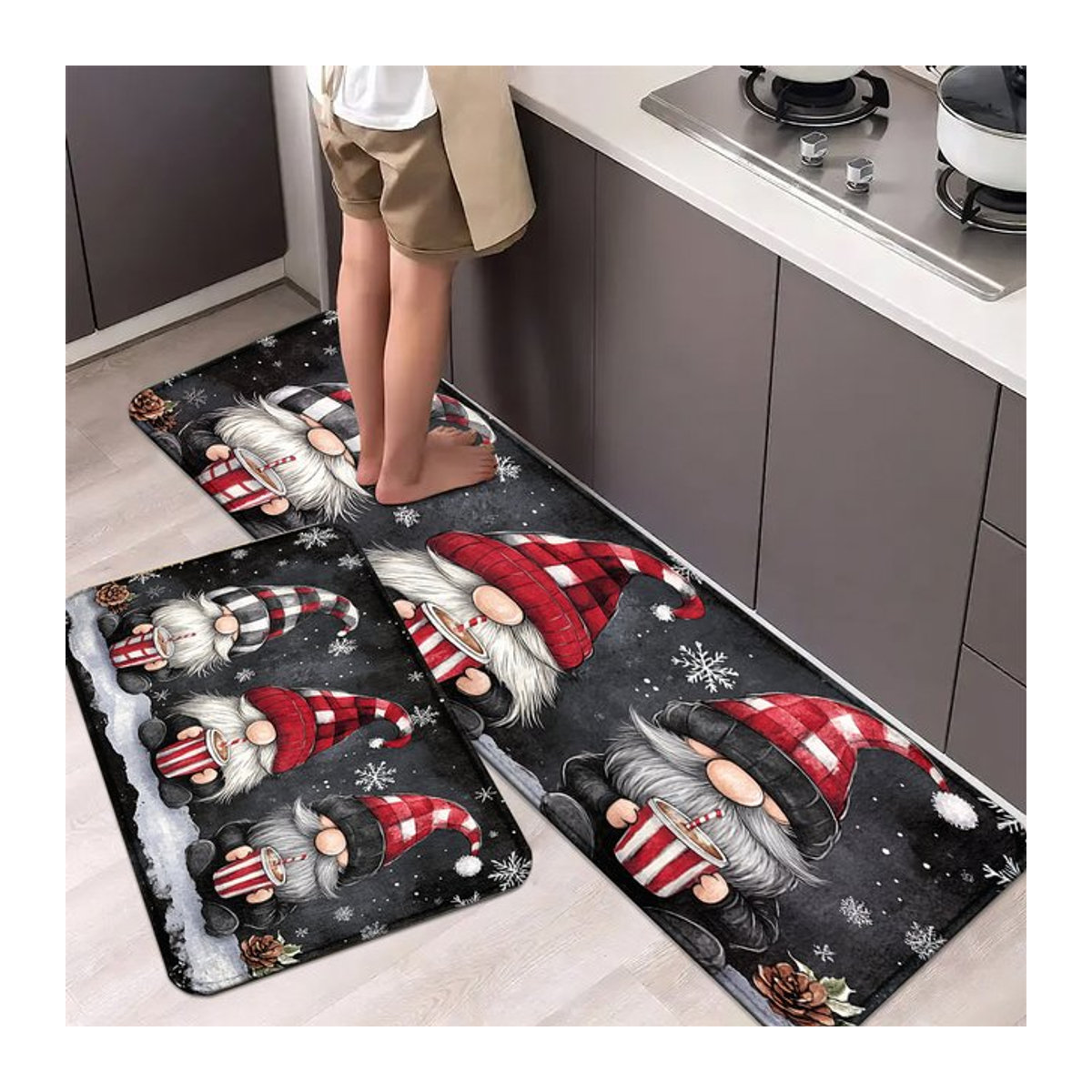 VIKAMA Weihnachtsteppich Charming Little Dwarf weiche Bodenmatte für Wohnzimmer, Schlafzimmer und Flur, mehrfarbig - Bild 1