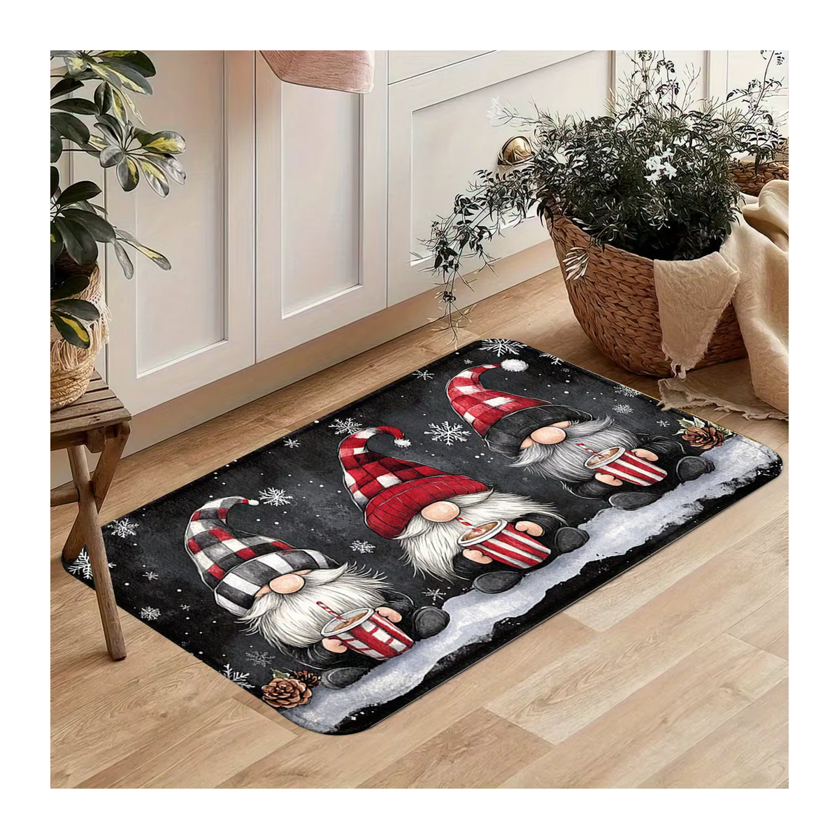 VIKAMA Weihnachtsteppich Charming Little Dwarf weiche Bodenmatte für Wohnzimmer, Schlafzimmer und Flur, mehrfarbig - Bild 3
