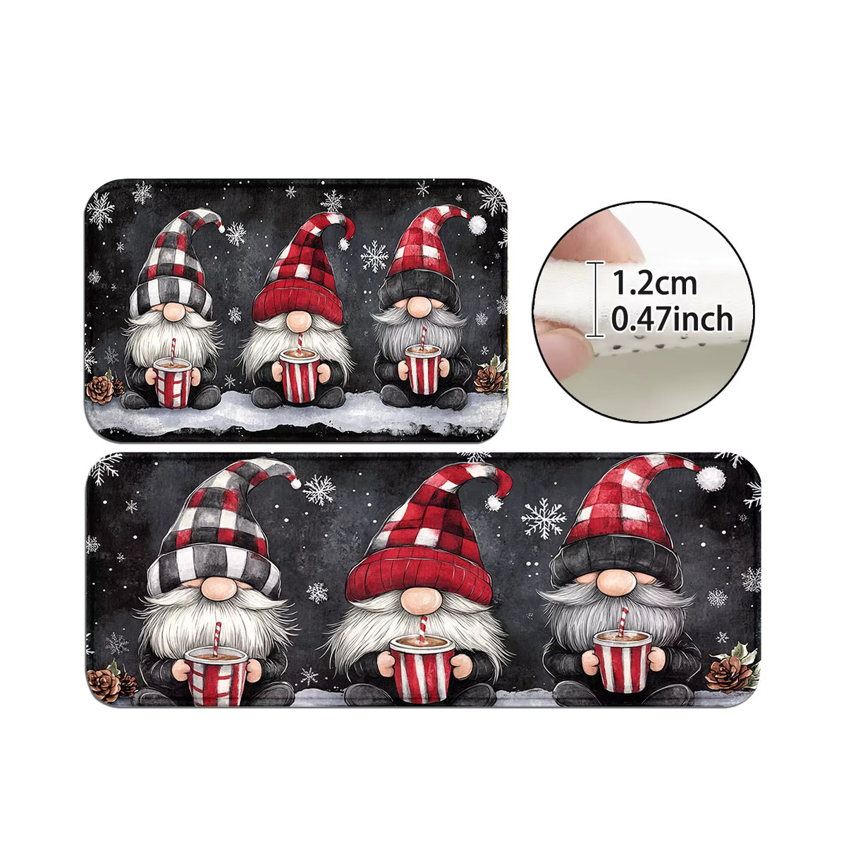 VIKAMA Weihnachtsteppich Charming Little Dwarf weiche Bodenmatte für Wohnzimmer, Schlafzimmer und Flur, mehrfarbig - Bild 5