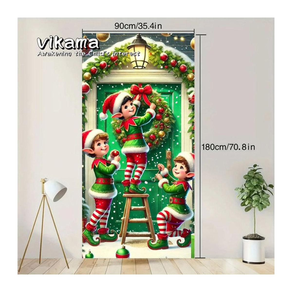 VIKAMA Weihnachtswandteppich als hängende Dekoration für Weihnachten, mehrfarbig, B/H: 120 x 60 cm - Bild 1