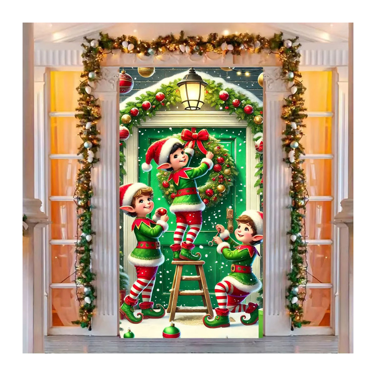 VIKAMA Weihnachtswandteppich als hängende Dekoration für Weihnachten, mehrfarbig, B/H: 120 x 60 cm - Bild 4