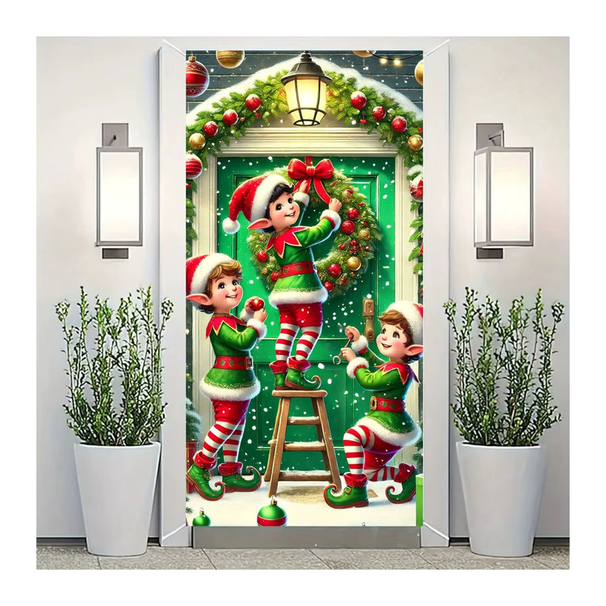 VIKAMA Weihnachtswandteppich als hängende Dekoration für Weihnachten, mehrfarbig, B/H: 120 x 60 cm - Bild 5