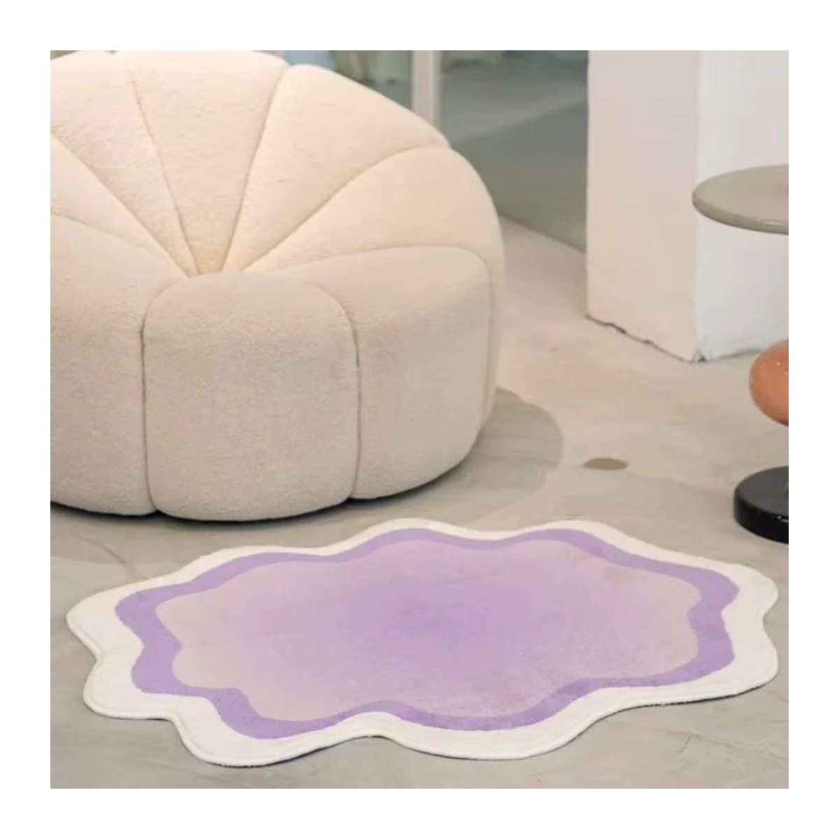 VIKAMA Wellen-Teppich im Farbverlauf für Schlafzimmer und Wohnzimmer, Lila - Bild 1