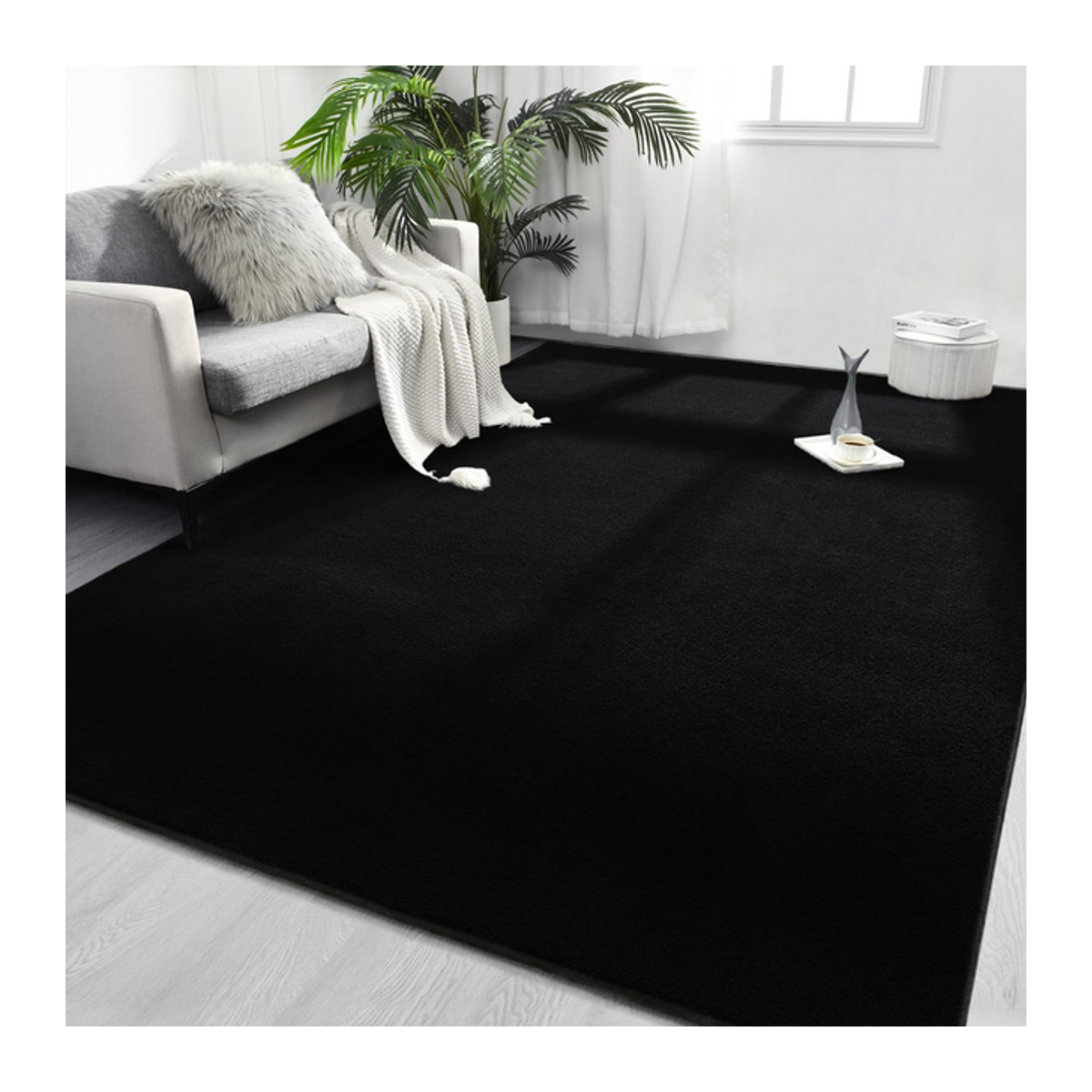 VIKAMA Wohnzimmer-Teppich aus weichem Memory-Schaum in Schwarz - Bild 1