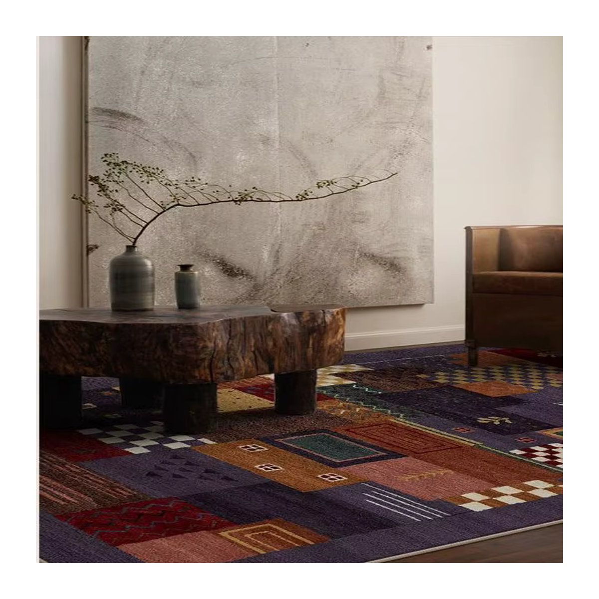 VIKAMA Wohnzimmer-Teppich im antiken ethnischen Patchwork-Stil, mehrfarbig - Bild 2