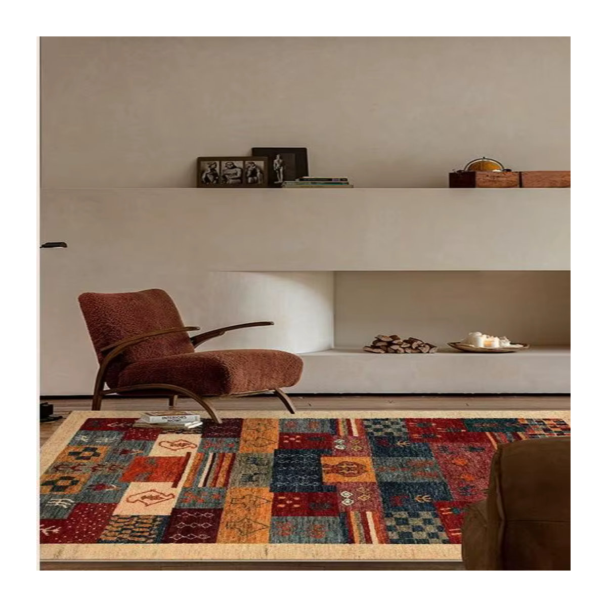 VIKAMA Wohnzimmer-Teppich im antiken ethnischen Patchwork-Stil, mehrfarbig - Bild 3