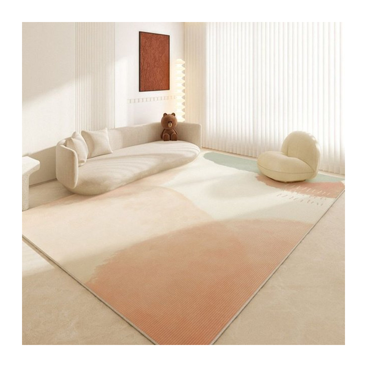 VIKAMA Wohnzimmerteppich in Creme und Mehrfarbig für dein Sofa oder Schlafzimmer - Bild 1