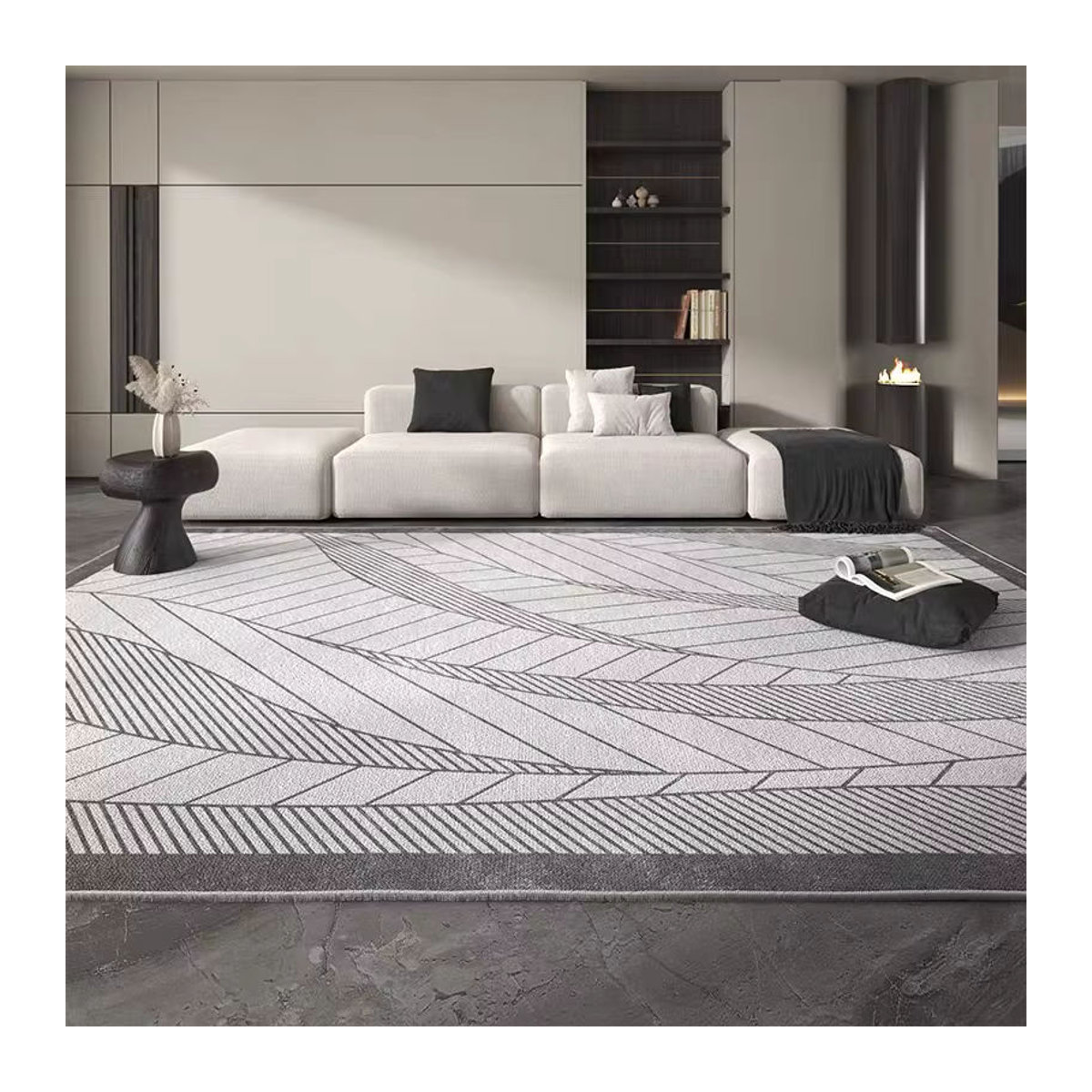 VIKAMA Wohnzimmerteppich in Grau mit minimalistischem Design - Bild 2