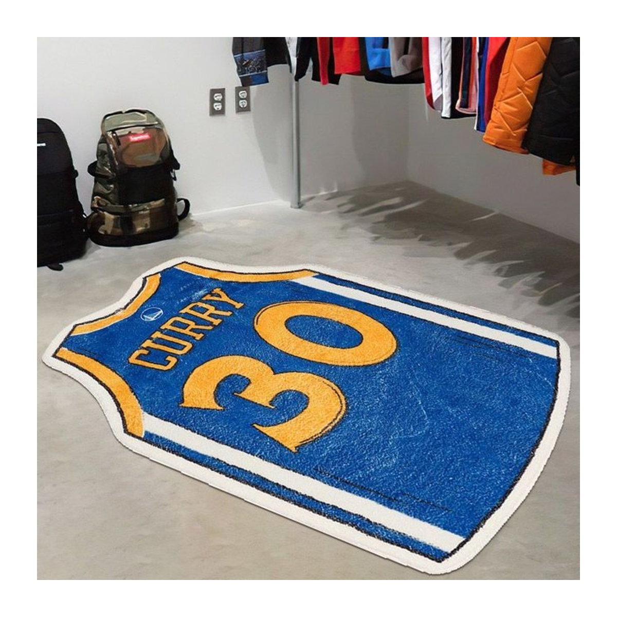 VIKAMA23 Basketball-Trikot Teppich in Blau als rutschfeste Bodenmatte für Schlafzimmer oder Wohnzimmer - Bild 1