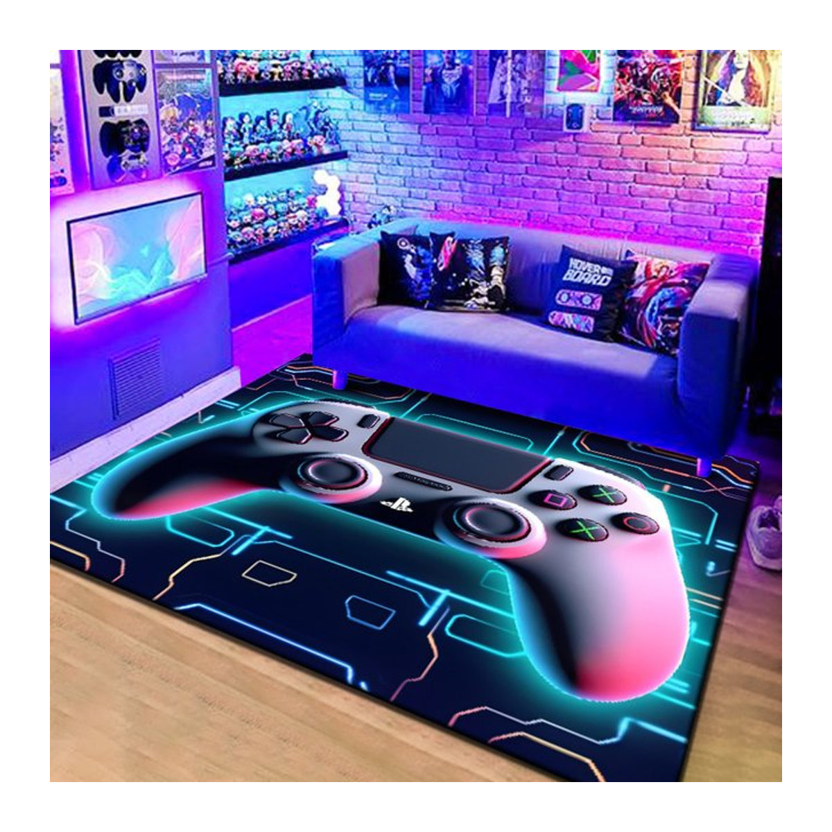 VIKAMA3D Spielkonsolenteppich mit Videospiel-Controller Design in Mehrfarbig für deine E-Sport-Raumdekoration - Bild 1