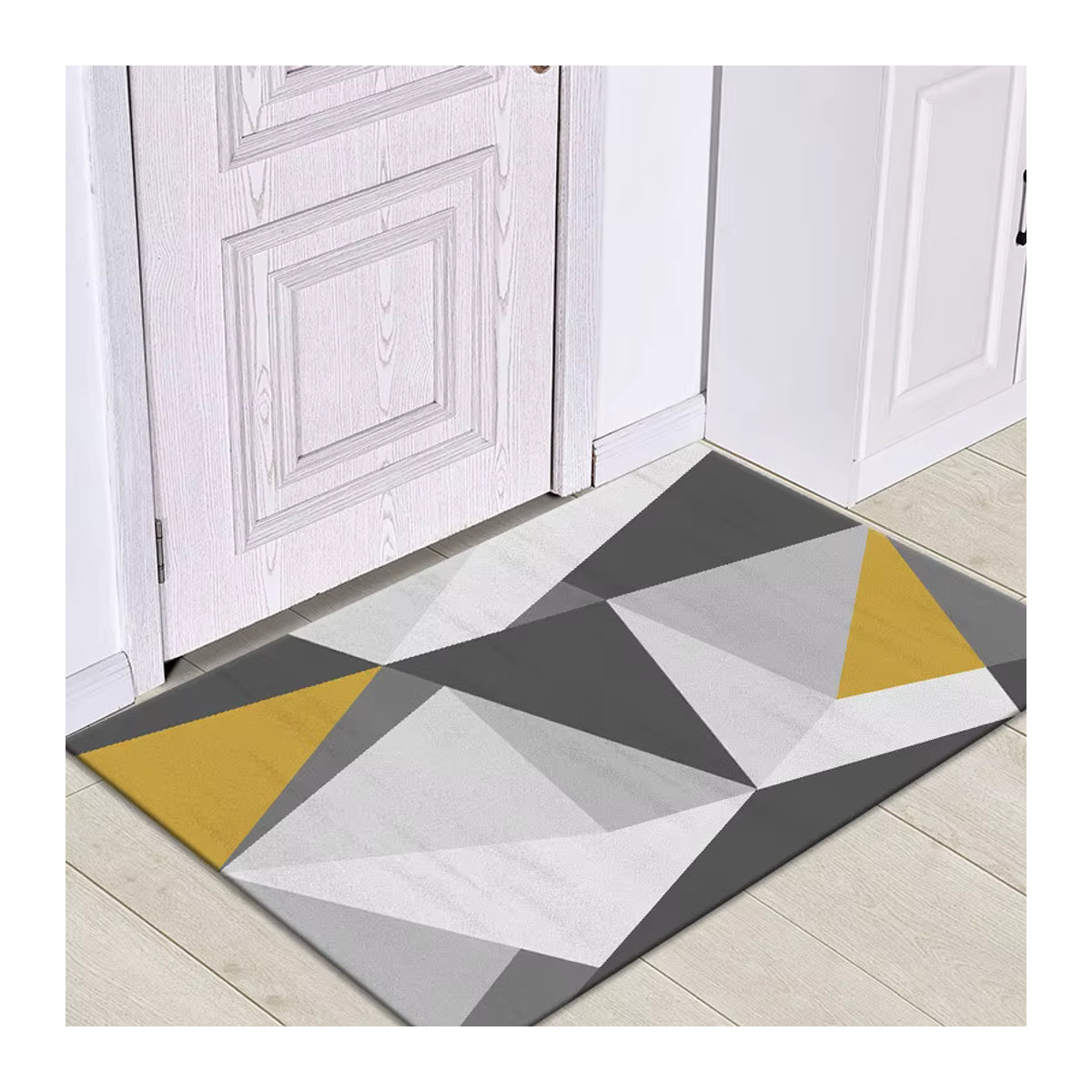 VIKamas Fleece Teppich in Grau mit geometrischem Design, rutschfest und schmutzabweisend, B/T: 60 x 40 cm - Bild 2