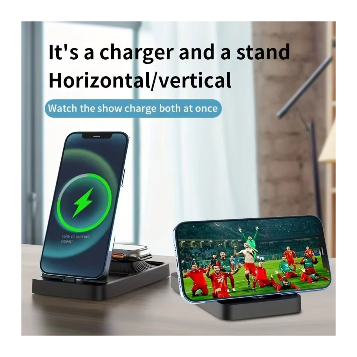 Vikefon 3 in 1 faltbares kabelloses Ladegerät 15W Schnellladestation für iPhone, Apple Watch und AirPods Pro in Weiß oder Schwarz - Bild 2