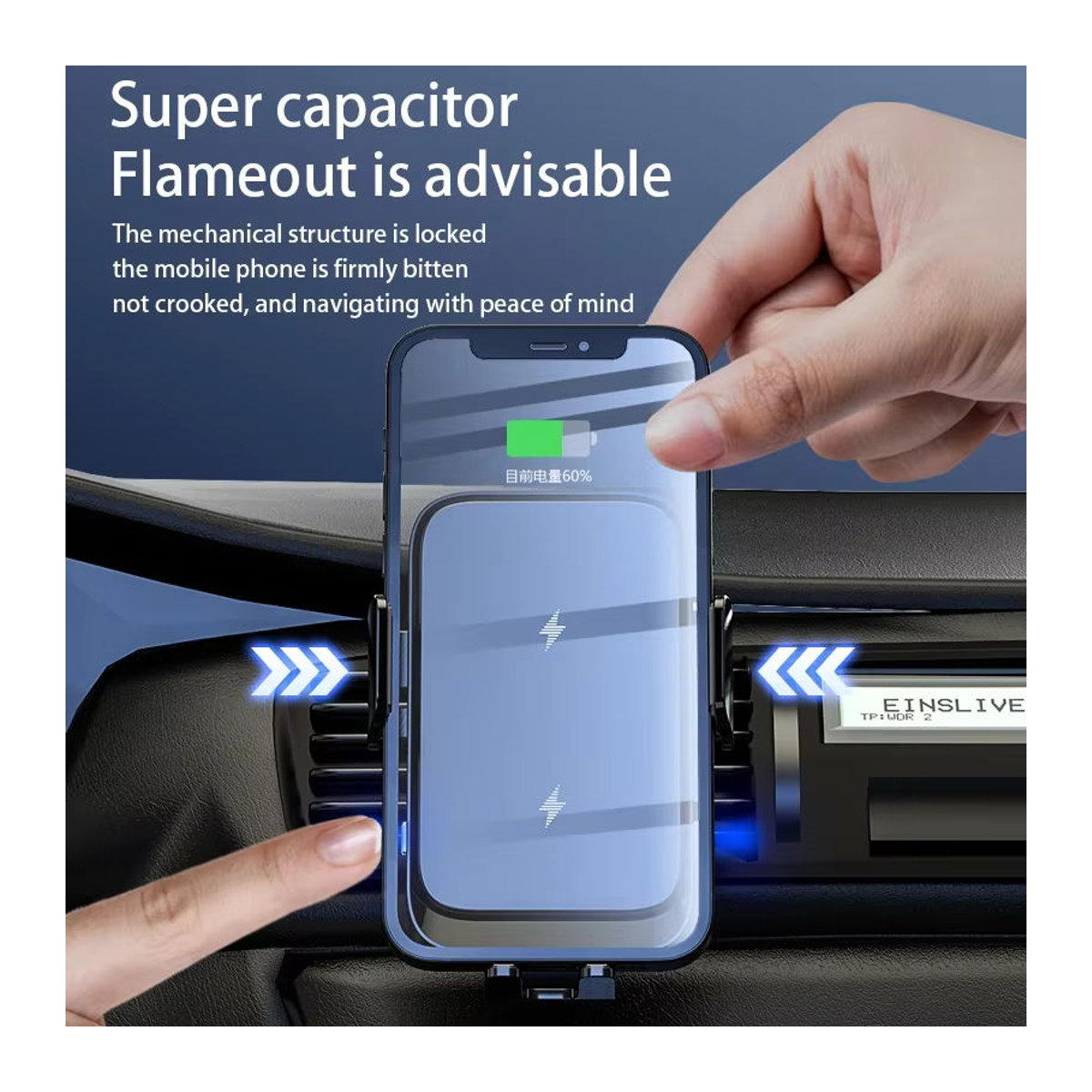 VIKEFON Drahtlose Auto Ladestation Schwarz Minimalistisch mit Automatischer Schnellladefunktion für iPhone, Samsung Z Flip/Fold und Xiaomi - Bild 2