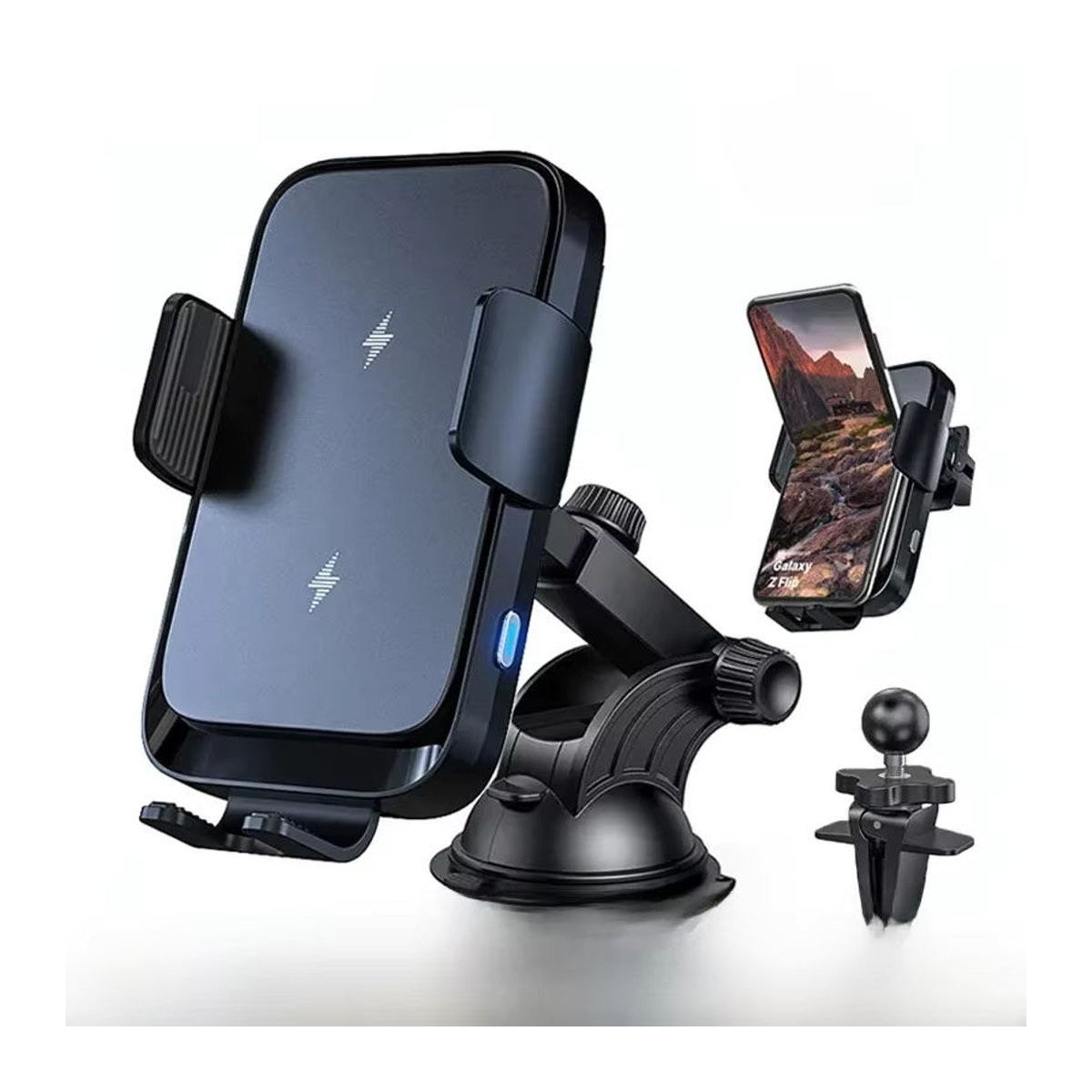 VIKEFON Drahtlose Auto Ladestation Schwarz Minimalistisch mit Automatischer Schnellladefunktion für iPhone, Samsung Z Flip/Fold und Xiaomi - Bild 6