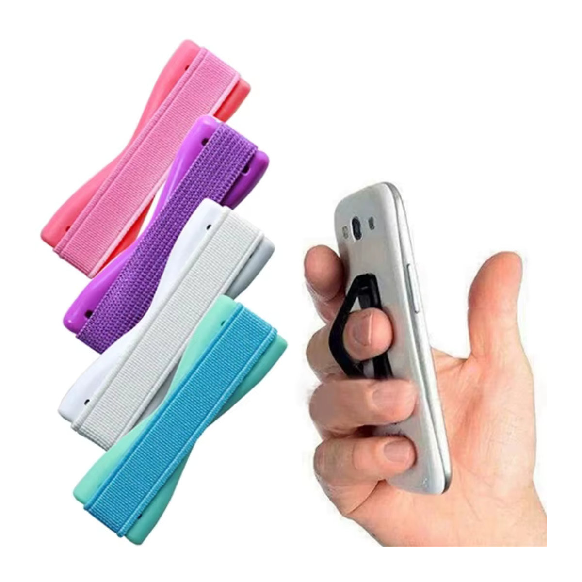 VIKEFON Selbstklebender Fingerring-Telefonhalter mit elastischem Seil für iPhone, Samsung und Xiaomi in Schwarz oder Bunt - Bild 5