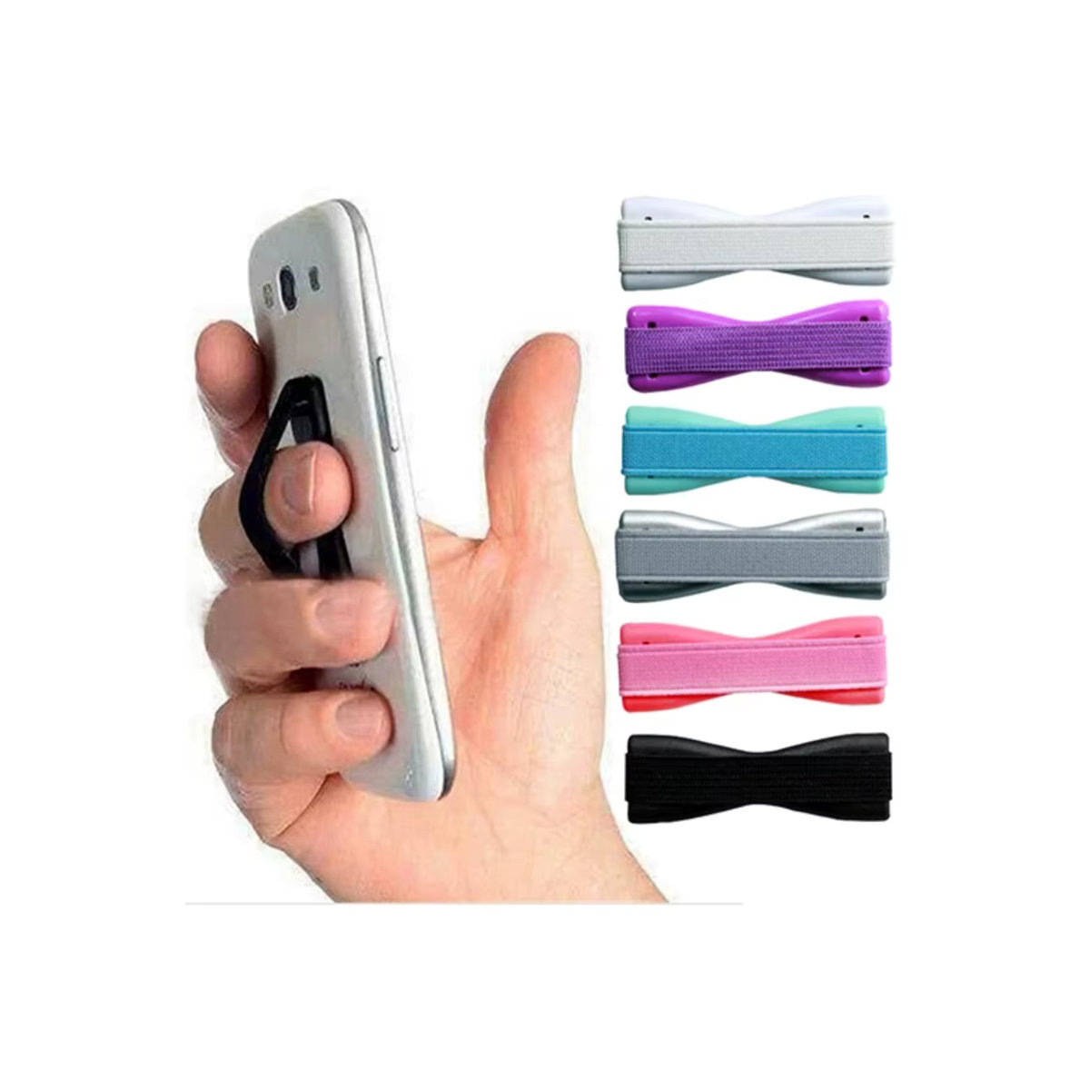 VIKEFON Selbstklebender Fingerring-Telefonhalter mit elastischem Seil für iPhone, Samsung und Xiaomi in Schwarz oder Bunt - Bild 7