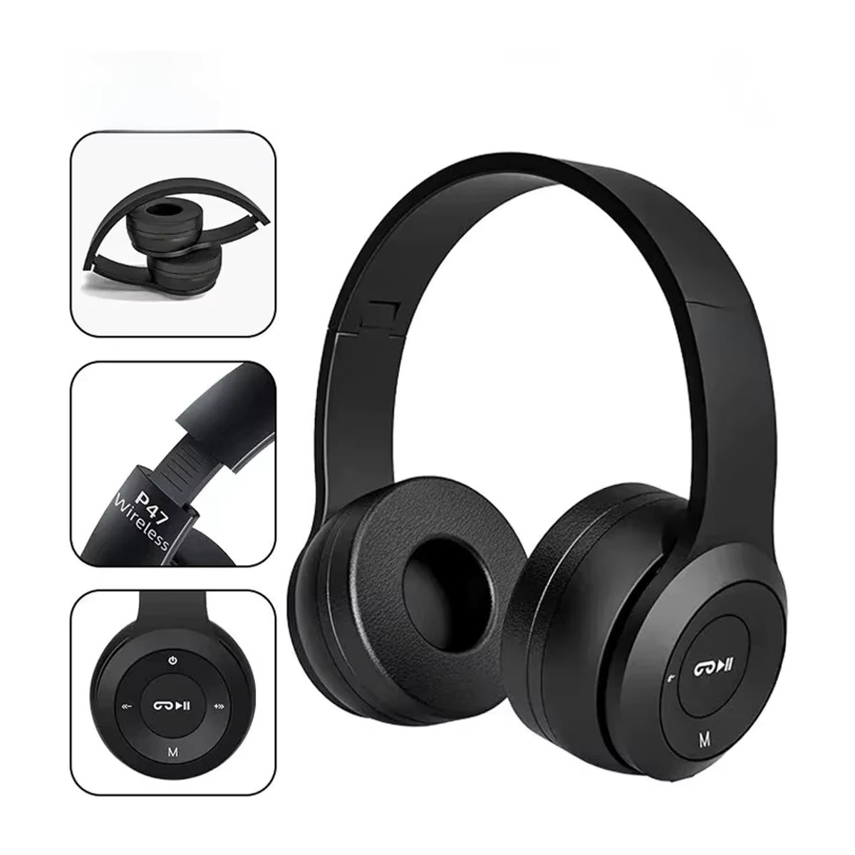 VIKEFON Stereo P47 Bluetooth Headset 5.0 Wireless Folding Headset für iPhone Samsung und PC in Schwarz oder Weiß - Bild 7