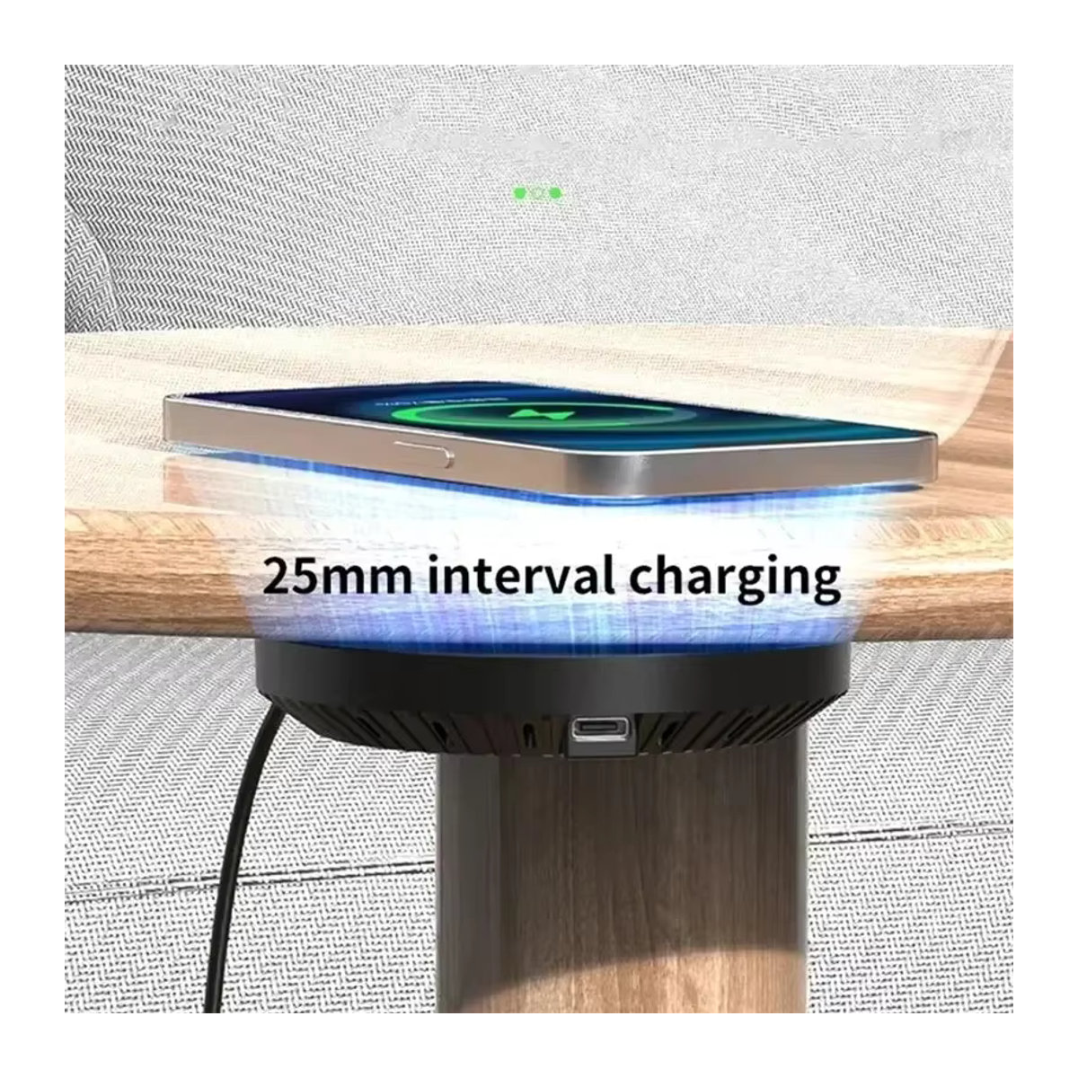 VIKEFON Unsichtbare Untertisch Drahtlose Ladestation Schwarz Minimalistisch mit 40 mm Entfernung für iPhone und Samsung - Bild 4