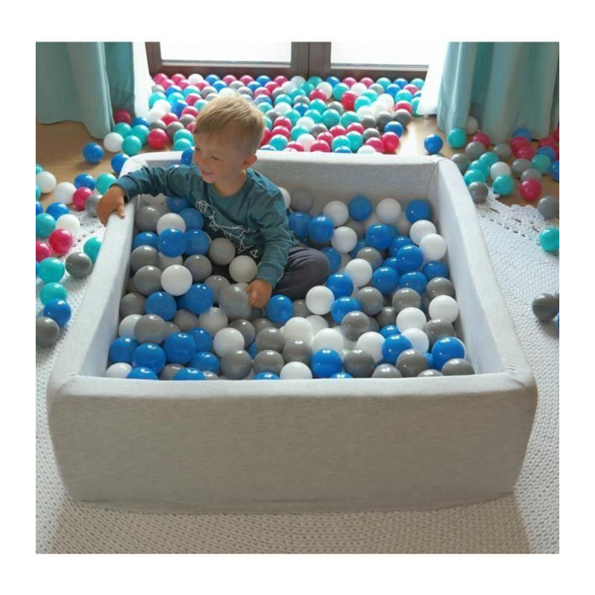 Viking Choice Quadratisches Bällebad für Kinder mit 300 Bällen in Weiß, Lila und Grau, B/B/H: 90 x 90 cm - Bild 3