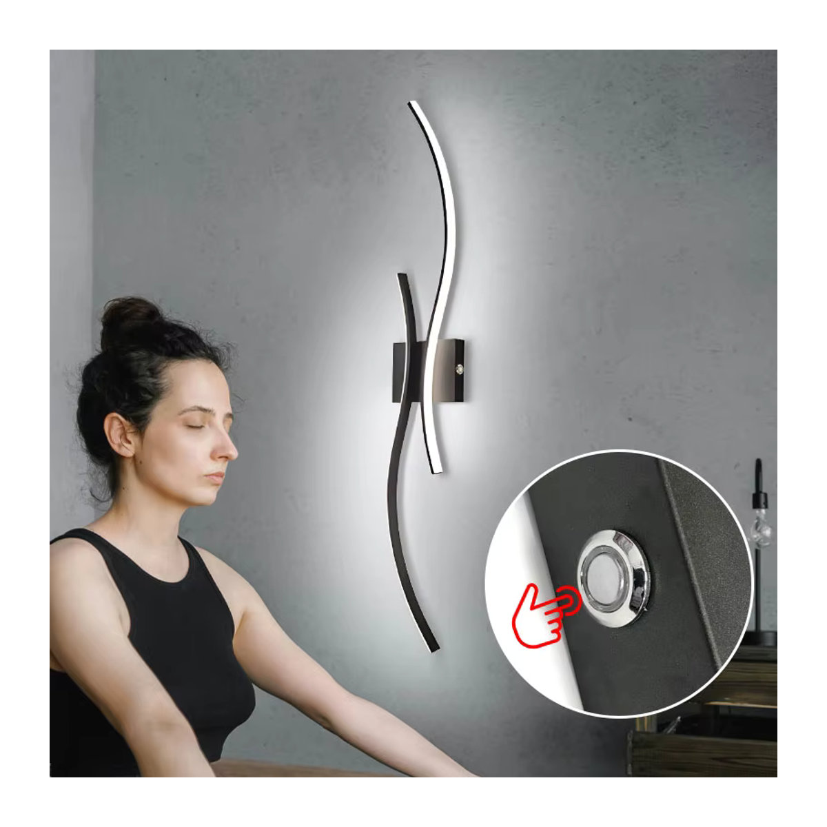 Vikotou Drahtlose LED-Wandleuchte mit Fernbedienung und Touch-Dimmer, 3 CCT Lichtfarben, Minimalistisches Design in Schwarz/Weiß - Bild 4