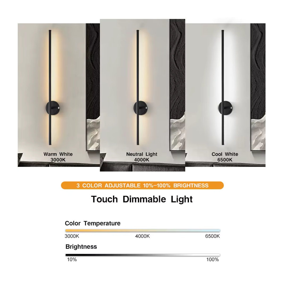 Vikotou Kabellose LED-Wandleuchte in Schwarz mit Fernbedienung, 3CCT, 360 Grad drehbar und dimmbar - Bild 2