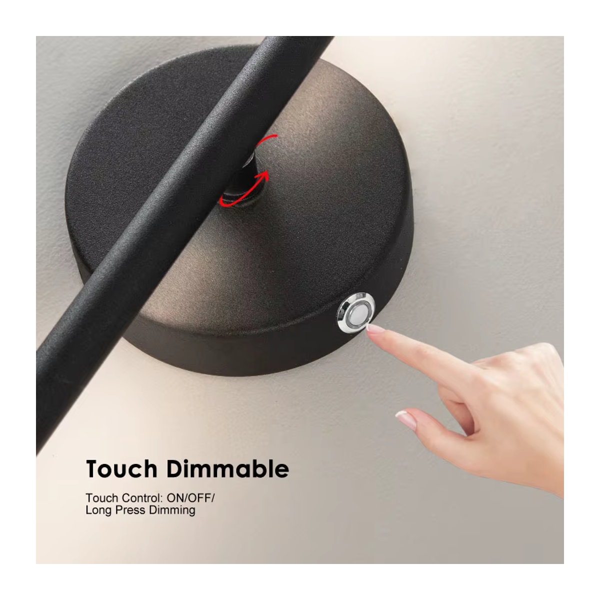 Vikotou Kabellose LED-Wandleuchte in Schwarz mit Fernbedienung, 3CCT, 360 Grad drehbar und dimmbar - Bild 3