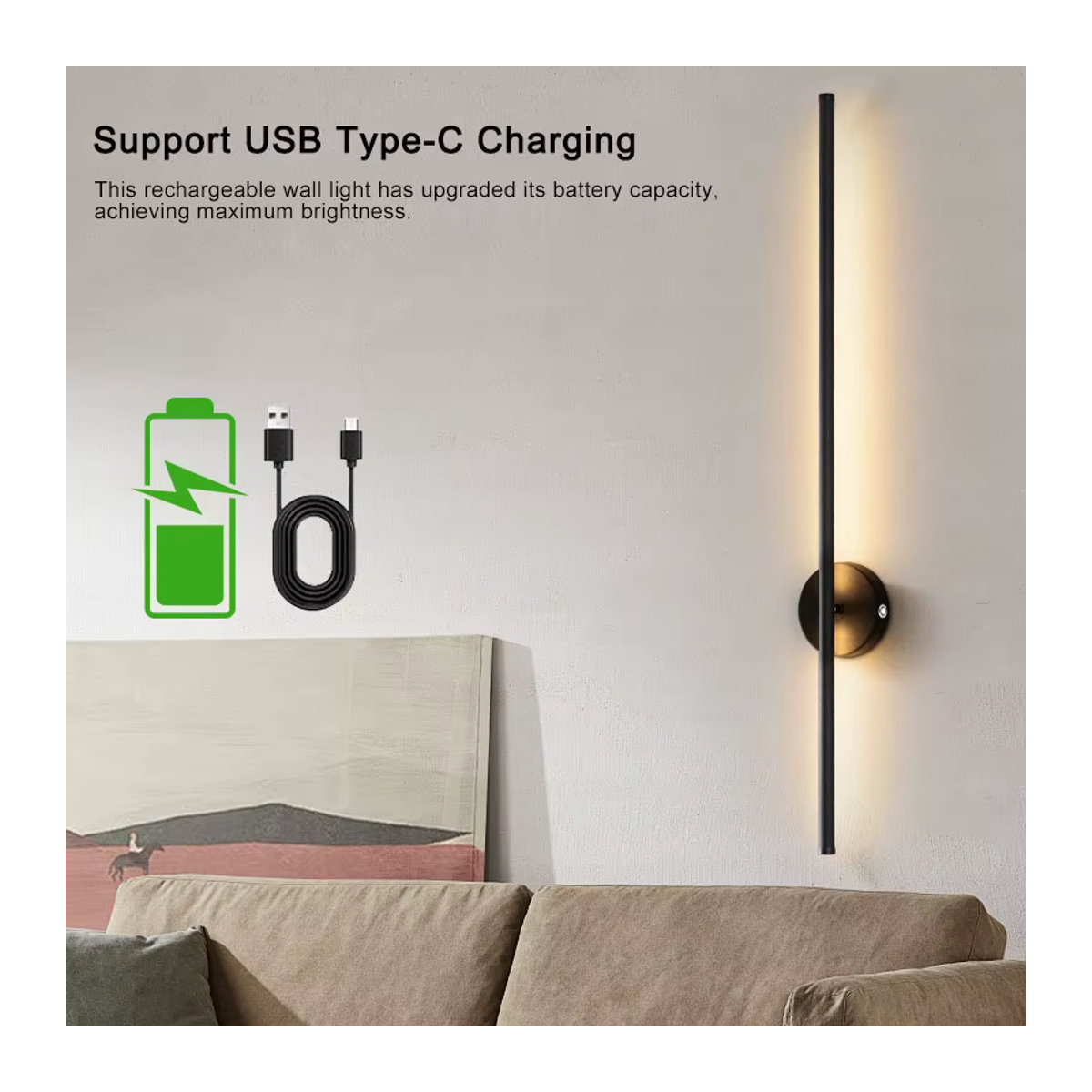 Vikotou Kabellose LED-Wandleuchte in Schwarz mit Fernbedienung, 3CCT, 360 Grad drehbar und dimmbar - Bild 4