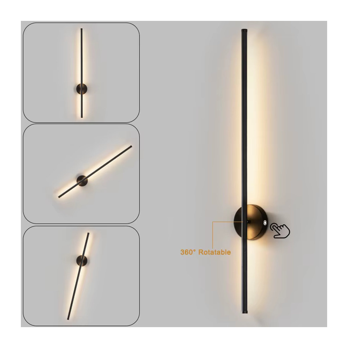 Vikotou Kabellose LED-Wandleuchte in Schwarz mit Fernbedienung, 3CCT, 360 Grad drehbar und dimmbar - Bild 5