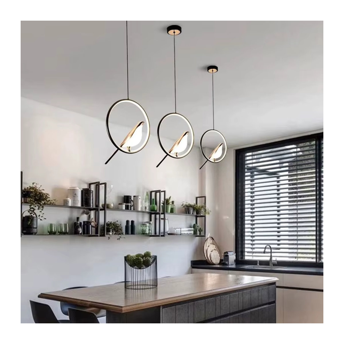 Vikotou Modern LED Kronleuchter in Schwarz als drehbare Pendelleuchte für das Esszimmer und die Küche - Bild 4