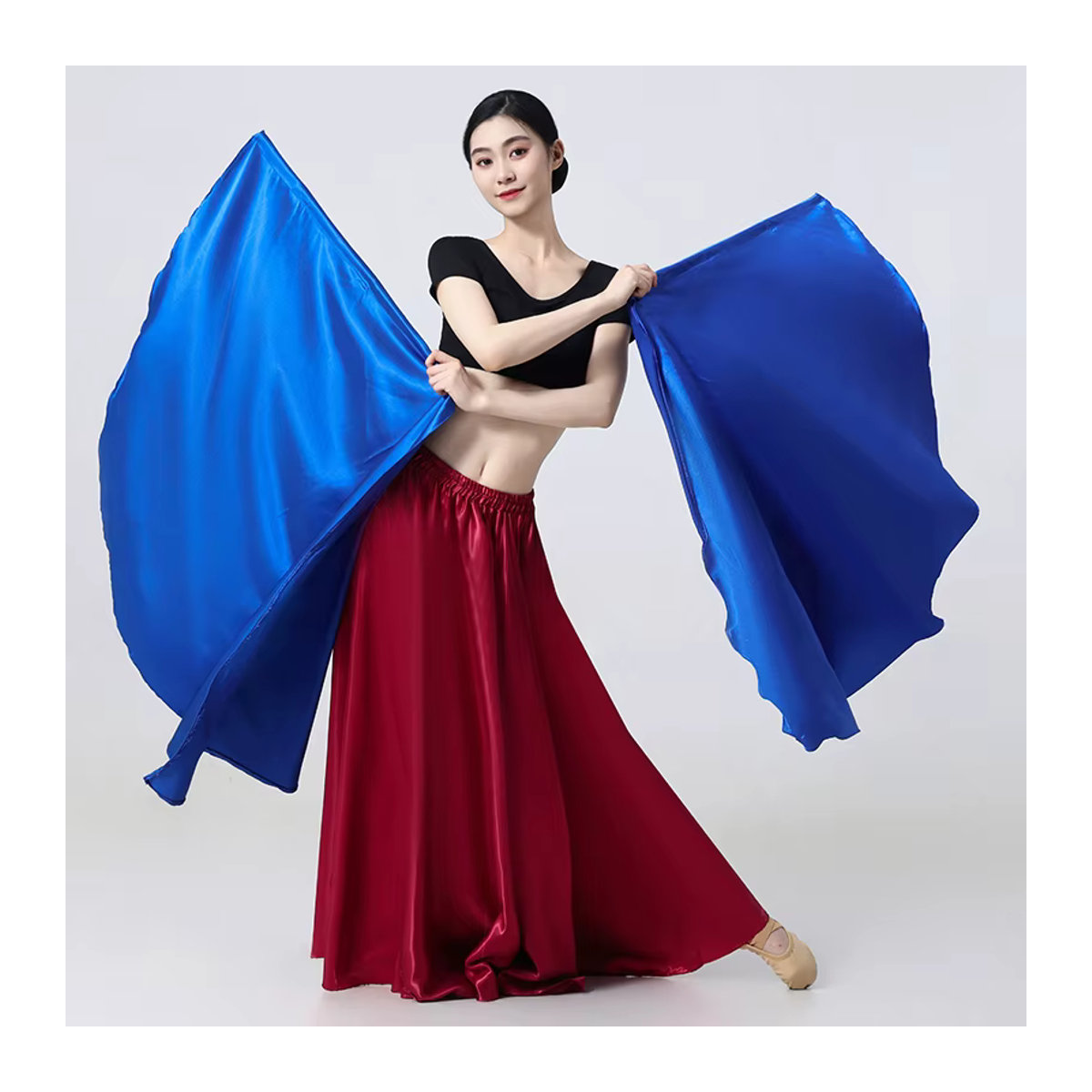 Vila&Yomi Tanzflagge aus Satinstoff für christliche Anbetung und Lobpreis, Rechteckig, B/H: 75 x 82 cm, Lila und Blau - Bild 1