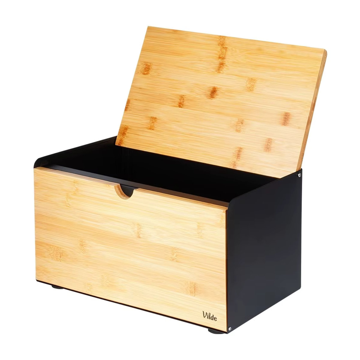 Vilde Brotbox aus Holz und Metall in Schwarz, Doppel-Abdeckung, B: 35,5 cm, T: 22 cm, H: 20,5 cm - Bild 3