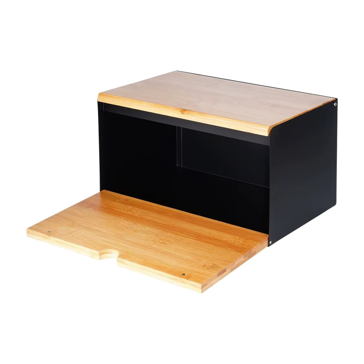 Vilde Brotbox aus Holz und Metall in Schwarz, Doppel-Abdeckung, B: 35,5 cm, T: 22 cm, H: 20,5 cm - Bild 4