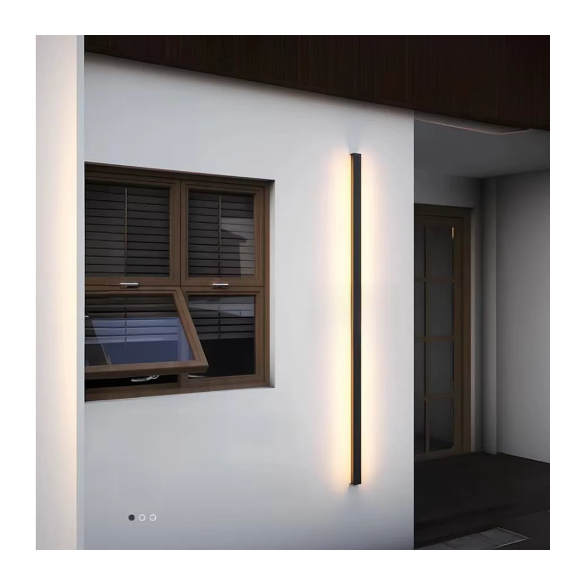 Villana LED-Gartenwandleuchte mit Bewegungsmelder in Schwarz, IP65 wasserdicht, minimalistisches Design für den Außenbereich, Höhe: 55 cm - Bild 1