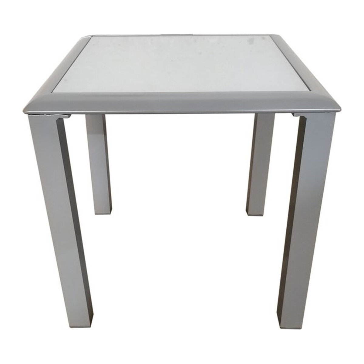 Villana Sylvania Beistelltisch Modern in Silber/Weiß aus Aluminium und Glas, B/T/H: 45 x 45 x 45 cm - Bild 1